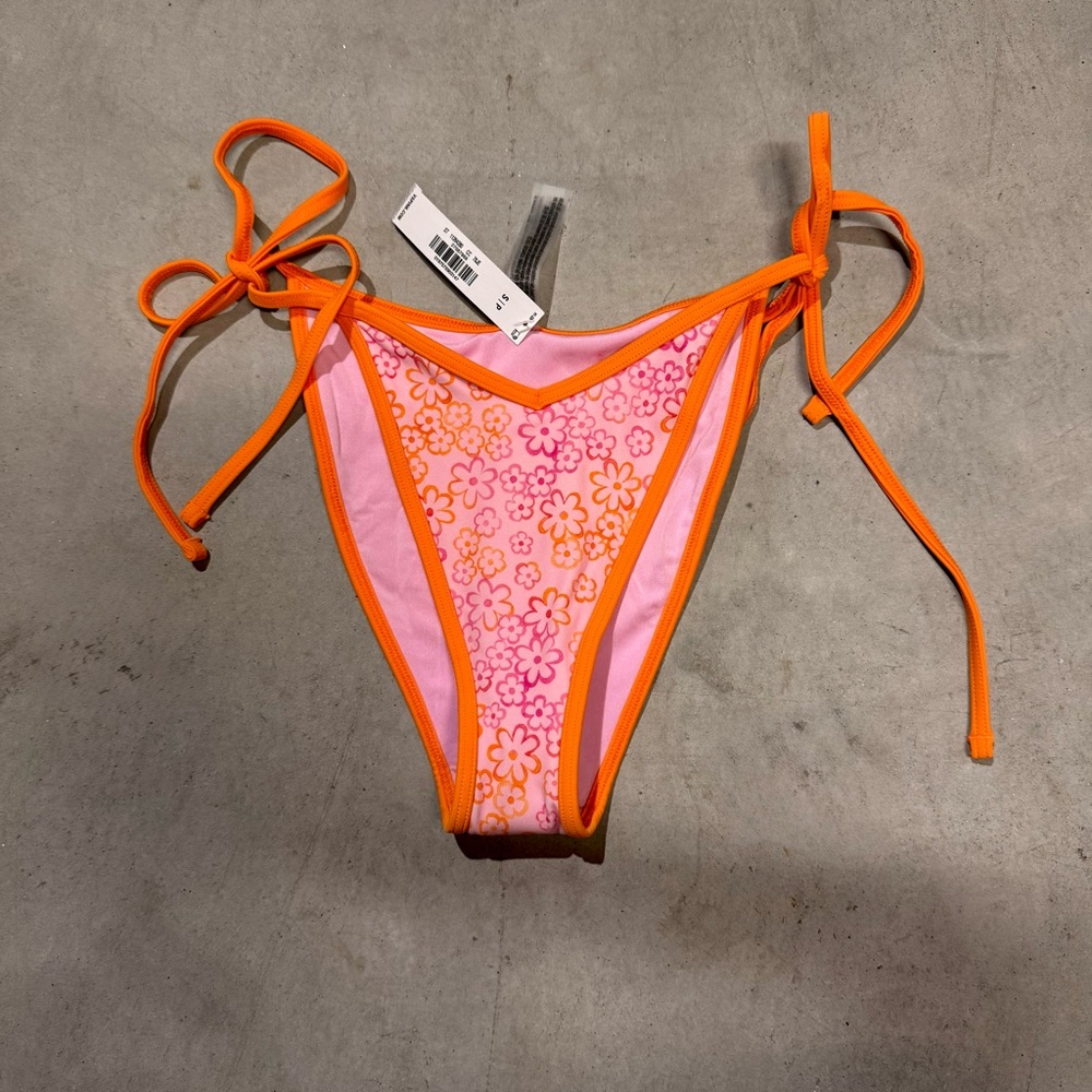 Frankies Bikinis x pink Floral Pink and Orange Bikini Bottom